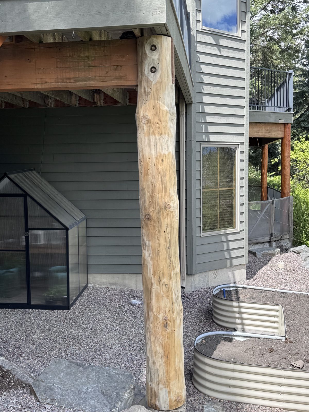 Replaced log deck support post, Kalispell MT