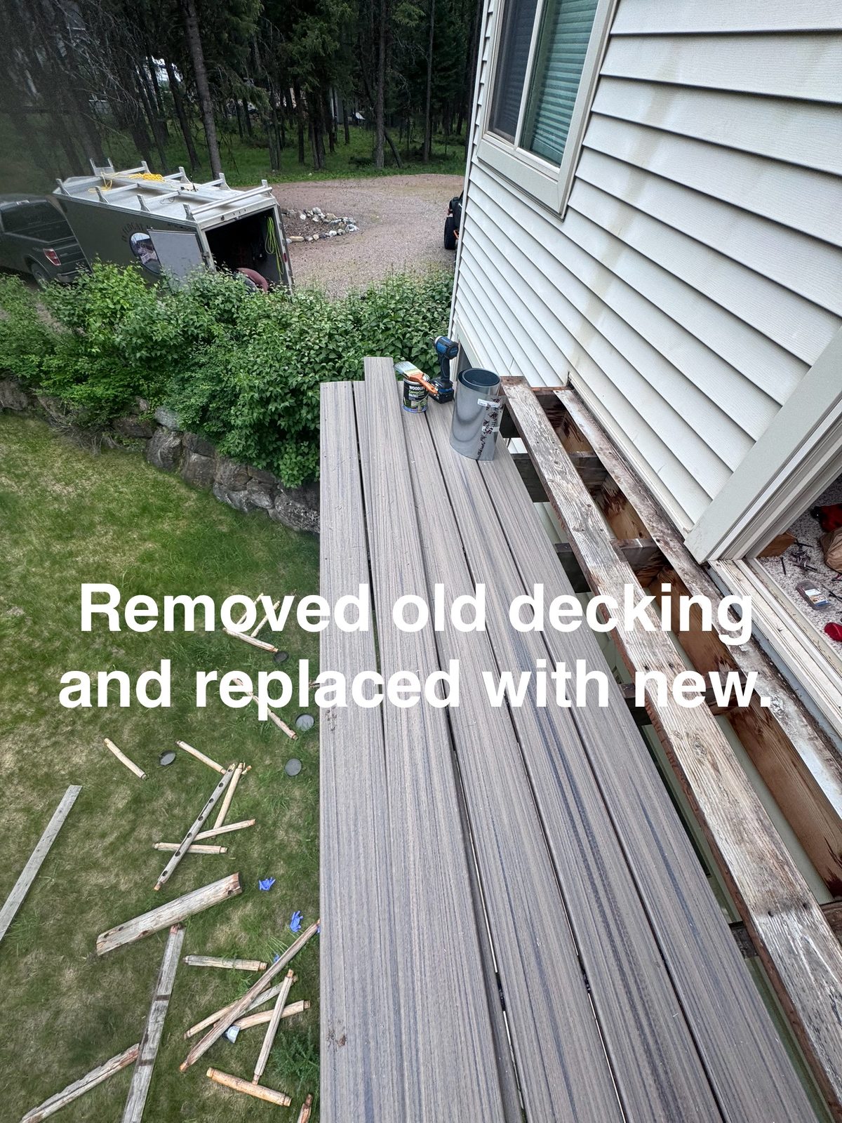 Deck restoration — old decking removed, Kalispell MT